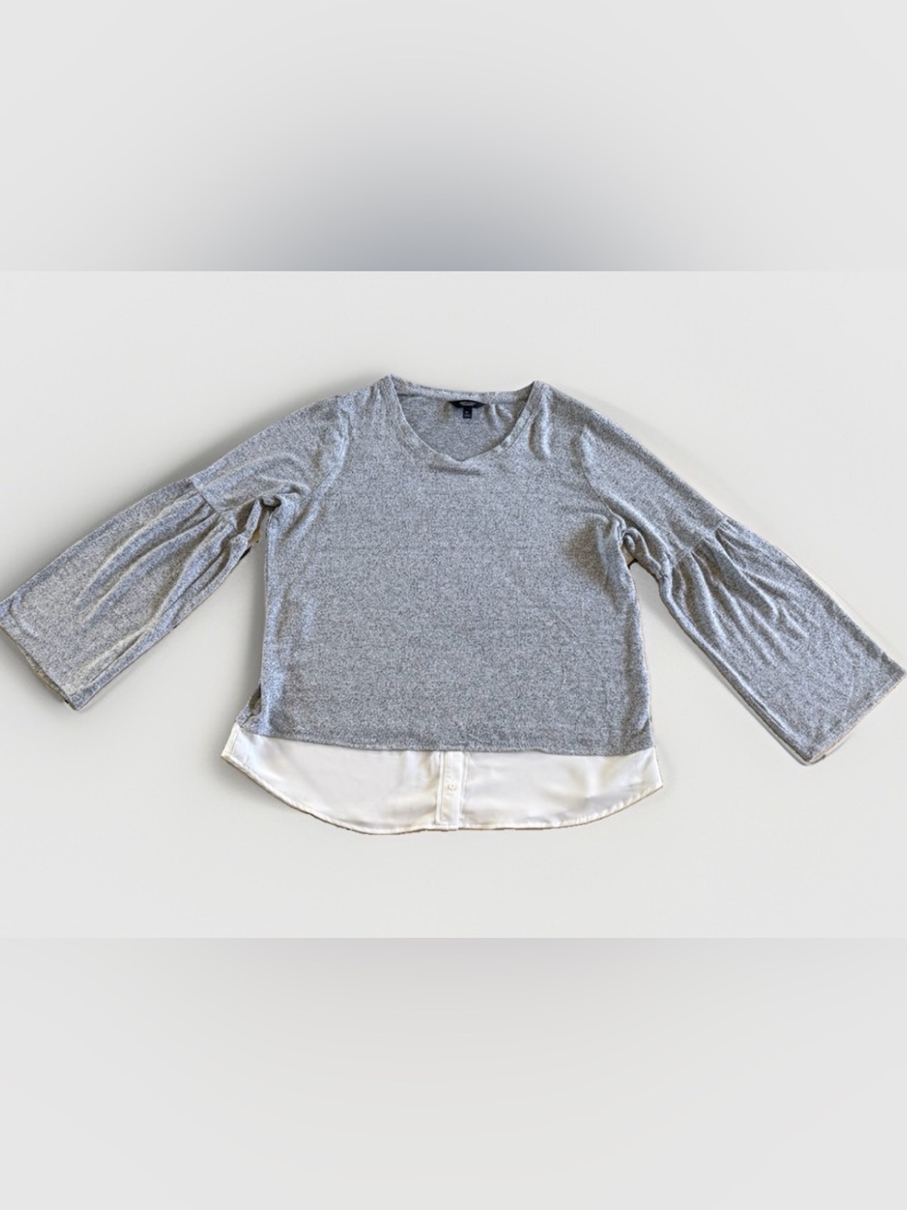 Simply Vera Vera Wang Gray Layered Bell Sleeve Top XL